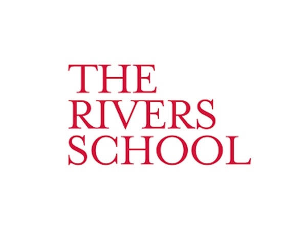 Red text on a white background reads THE RIVERS SCHOOL in a serif font, centered on the image.