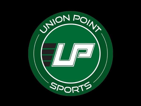 A green circular logo with Union Point Sports written around the edge and stylized white UP letters with black speed lines in the center, all set against a black background.